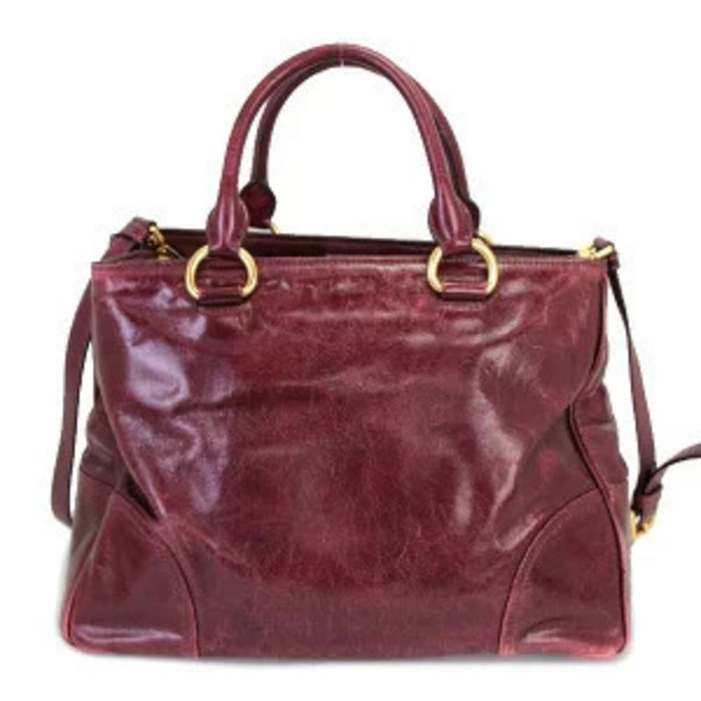 Miu Miu Bordeaux Vitello Handbag Leather Red Shine